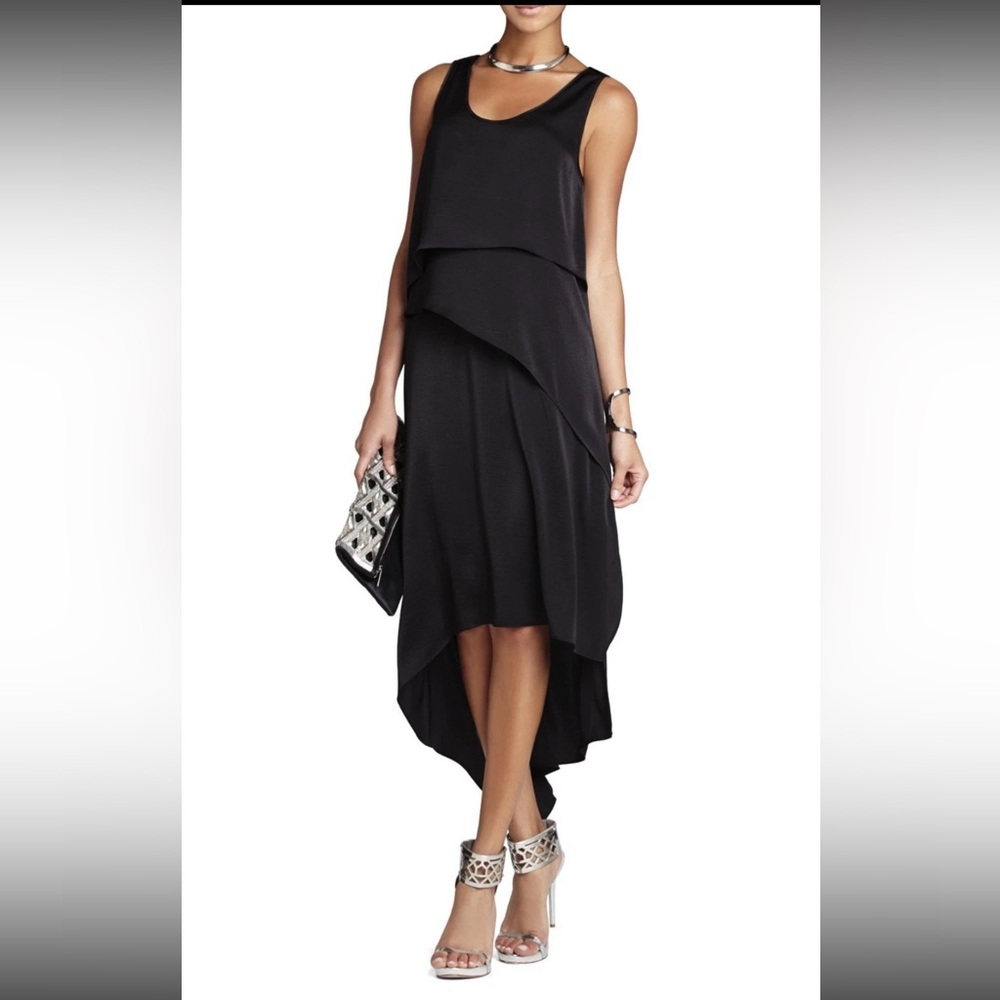 BCBGMaxAzria Black Asymmetrical High-Low Sundress